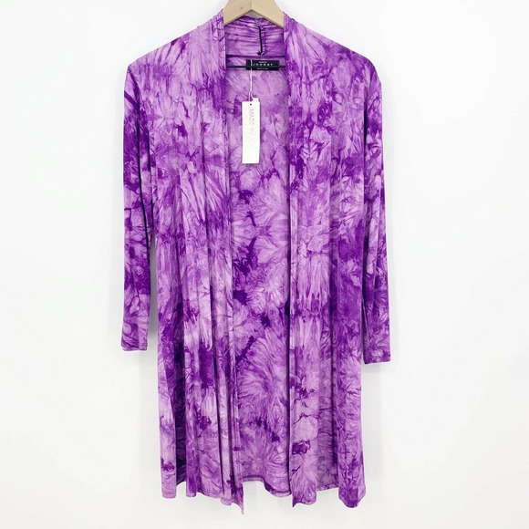 Made by Johnny Sweaters - Made By Johnny Cardigan Size M Womens Tie Dye Sweater Purple Long Sleeve Soft